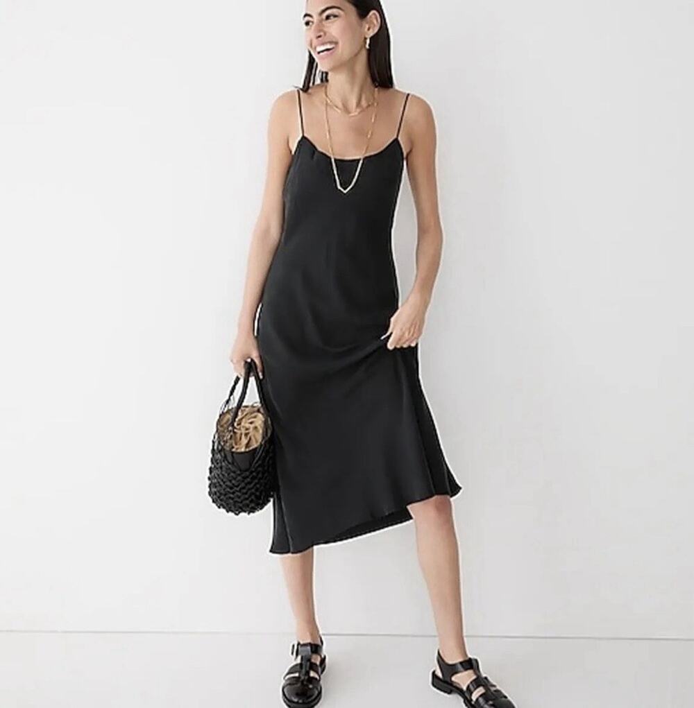 Vintage Y2K J Crew Slip Dress Womens S Ballerina Black Cross Whimsigoth Romantic